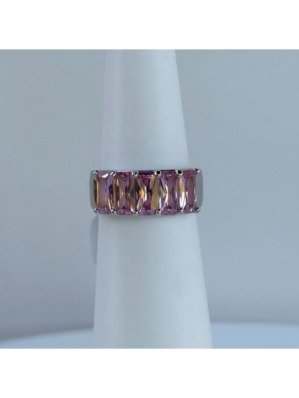 Bomb Party Ring "Always Glam" Sz 8 RG87648 Rose Quartz on Rhodium